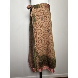 Darn Good Yarn Reversible Wrap Maxi Skirt Women's XL Silk Boho Lagenlook Indie